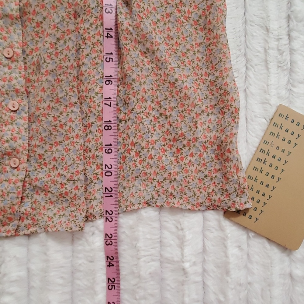 Hazel semi sheer lacy inset floral print top arm cuff detail XS - Picture 7 of 8